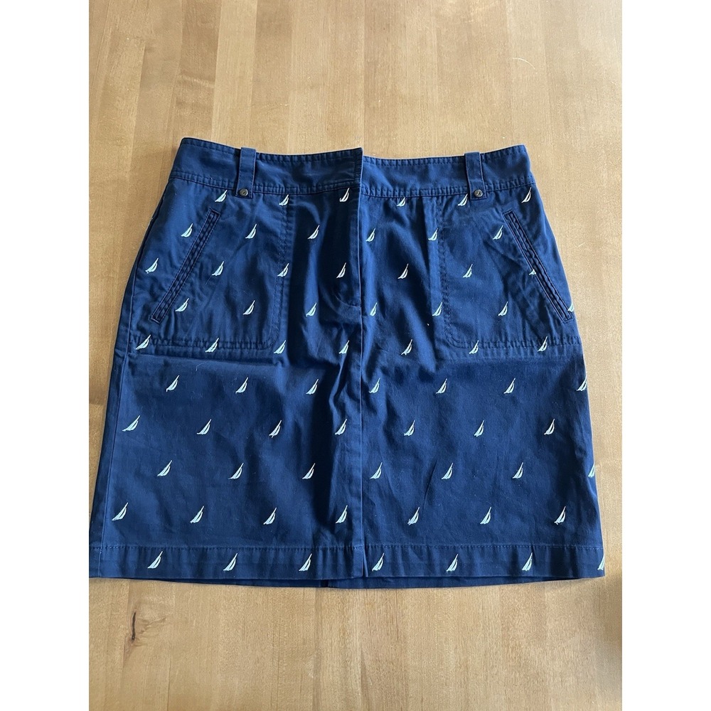 Nautica Women's Navy Blue Chino Skirt Size 6 Short Casual Nautical Classic Boat